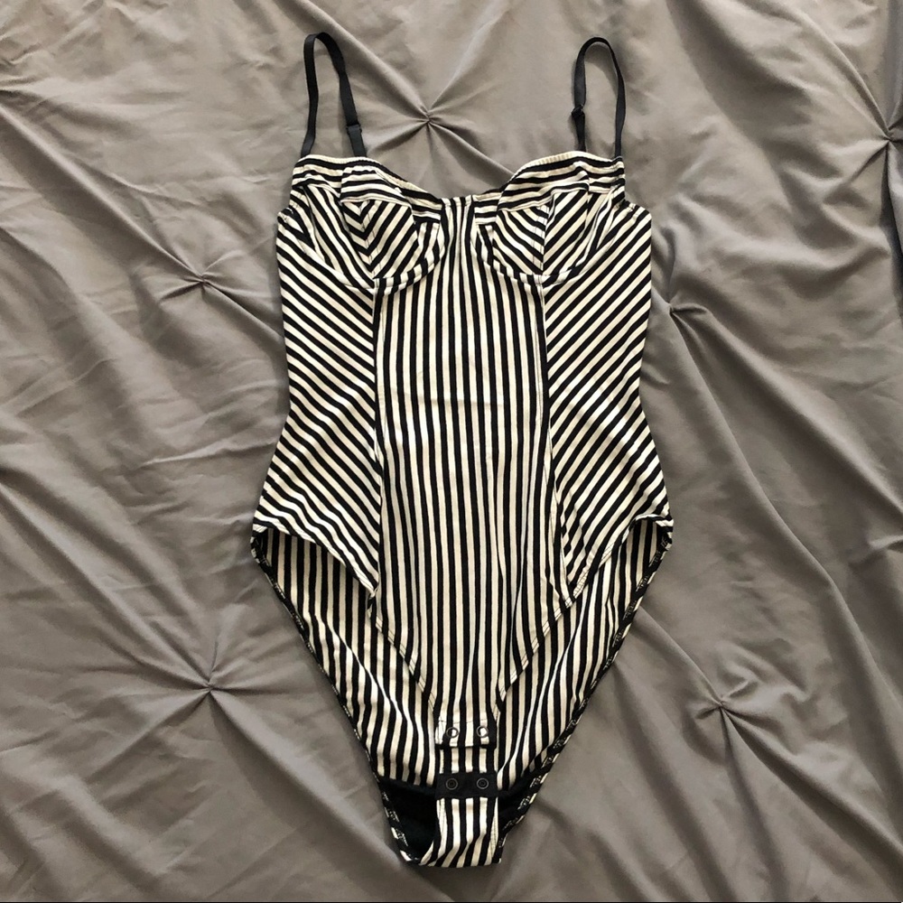 American Apparel Striped Bodysuit Bustier - M